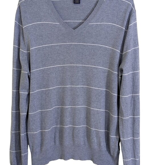 Banana Republic Mens Silk Cashmere Lightweight Sweater Size Med Striped V Neck - Picture 1 of 4